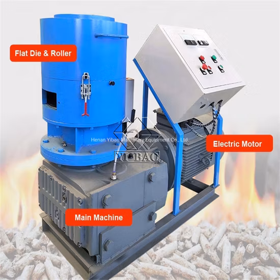 Molino de pellets de aserrín de madera de troquel plano eléctrico, máquina de fabricación de pellets de madera de gránulos de combustible de biomasa, granulador de cáscara de arroz de hierba de paja